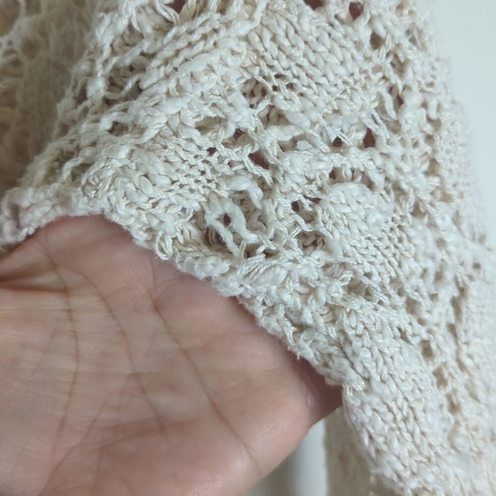 Cottagecore Embroidered Open Knit Sweater 100% Cotton Women's Medium - Picture 8 of 11